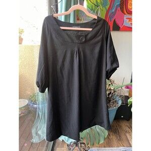 Betty Jackson Studio Short Black Dress Lined Short Sleeve Size UK12 (Like Large)